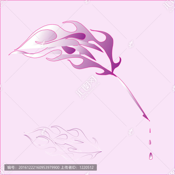 古董鋼筆與花卉句柄插圖