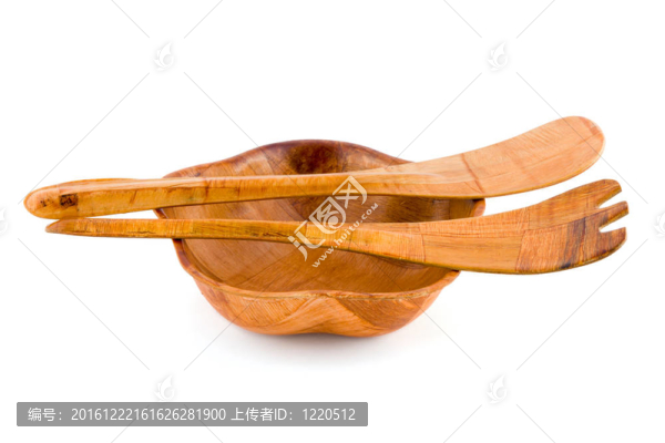 木碗；勺和叉