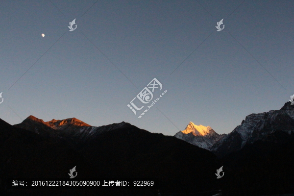 雪山,夜景,山,夜色,月亮