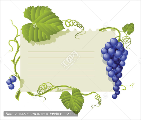 舊貨框架與集群葡萄和綠葉