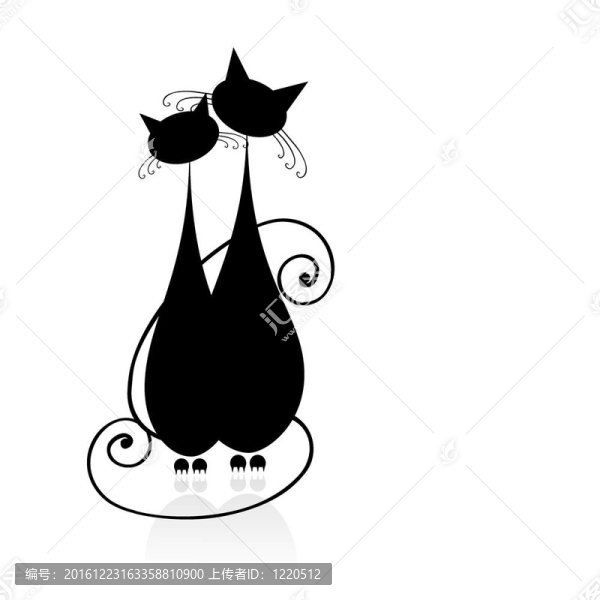 ？歐普貓坐在一起；為您的設(shè)計(jì)，黑色的剪影