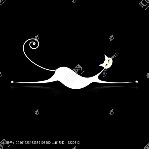 優(yōu)雅的白色貓剪影為您設(shè)計(jì)