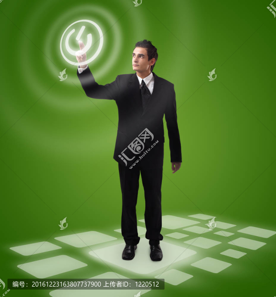 商務(wù)人按按鈕
