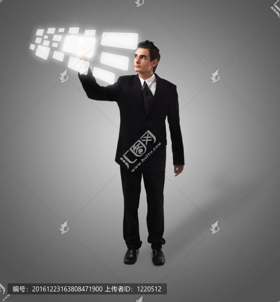 商務(wù)人按按鈕