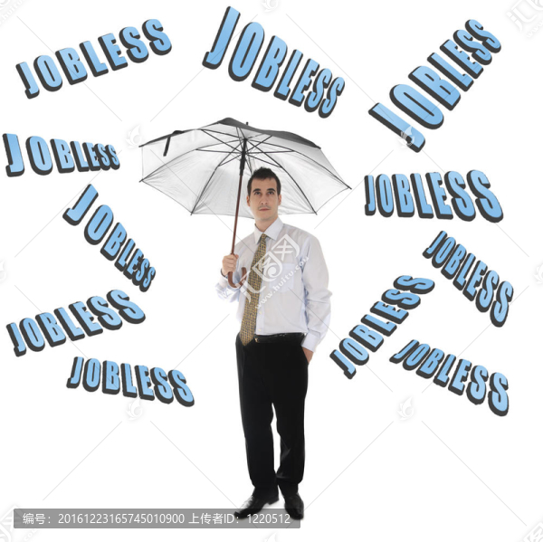 失業(yè)的人和帶著雨傘的商人