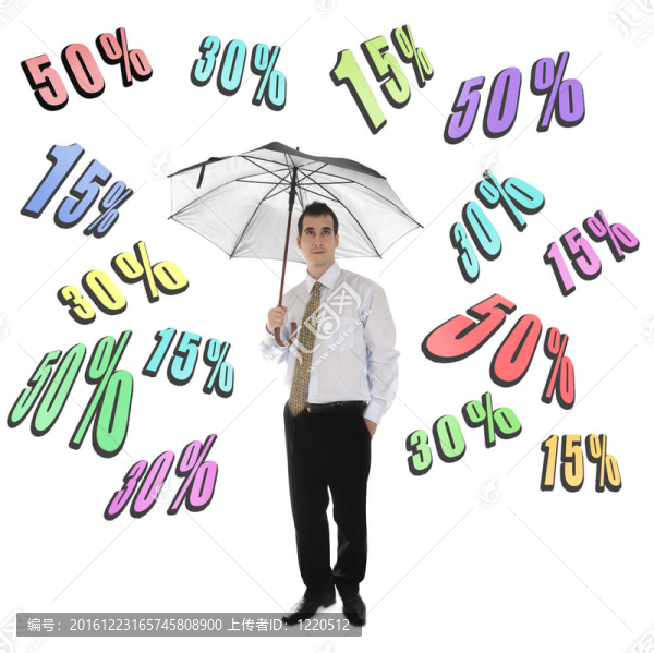 帶傘的打折字和商人