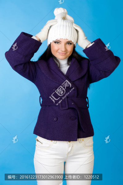 冬季時尚美女。Snowflake。