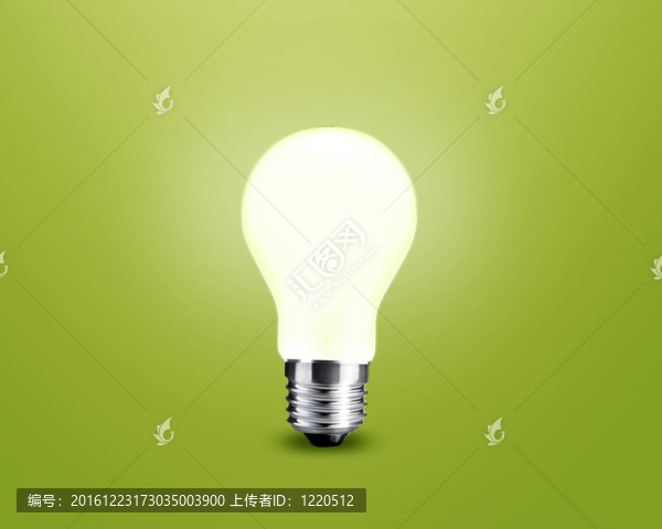 綠色背景下的發(fā)光燈泡概念