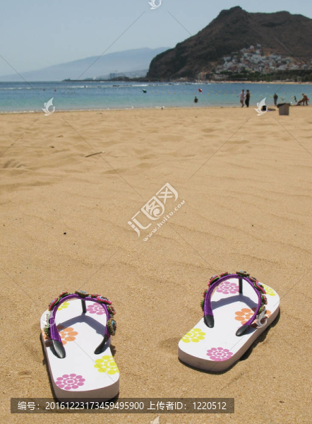 觸發(fā)器在Teresitas海灘的沙子。特內(nèi)里費(fèi)島；金絲雀