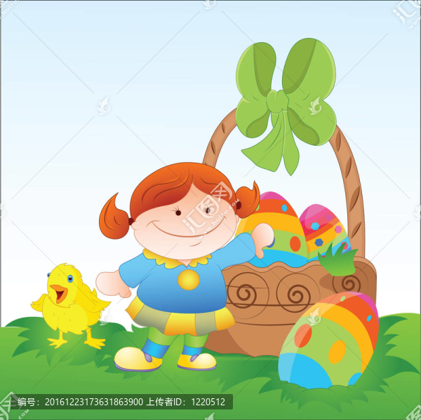 孩子復(fù)活節(jié)彩蛋和小雞