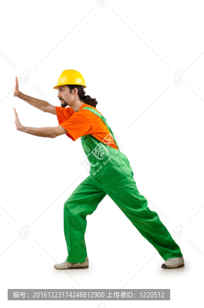 建筑工人孤立的白色