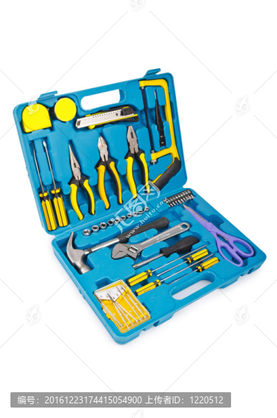 工具包與許多工具孤立在白色
