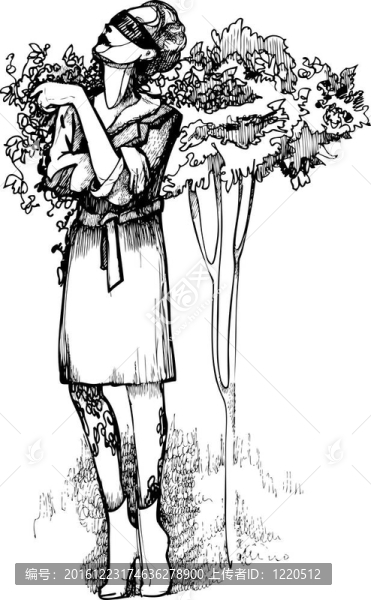 戴眼鏡的女孩在樹旁