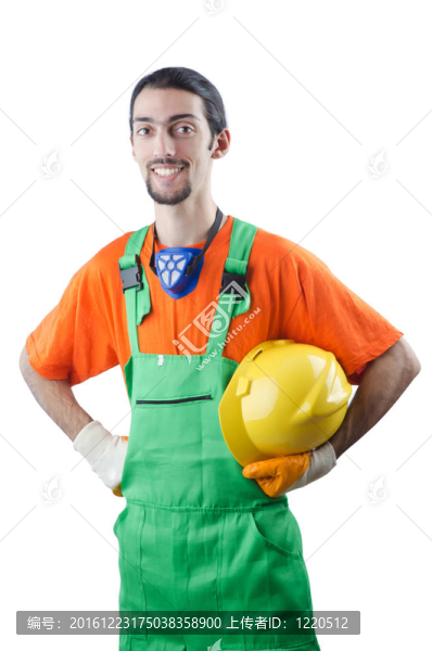 建筑工人孤立的白色