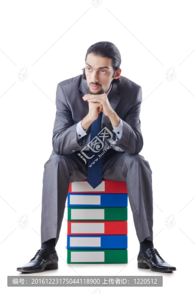 商人與許多文件夾的白色