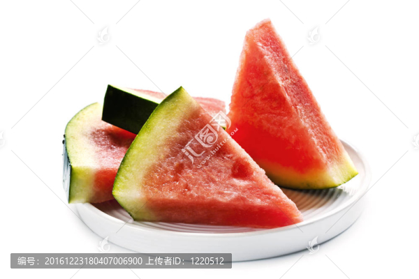 在白色背景無籽西瓜片
