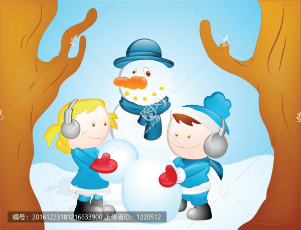 孩子玩雪人