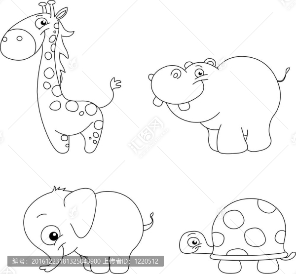 概述了可愛的動物