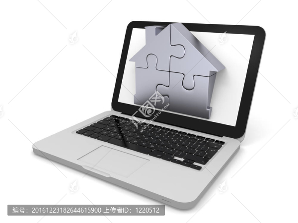 筆記本電腦上的家庭拼圖