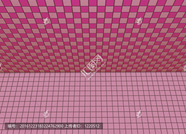 3D渲染粉紅色瓷磚墻面鋪裝