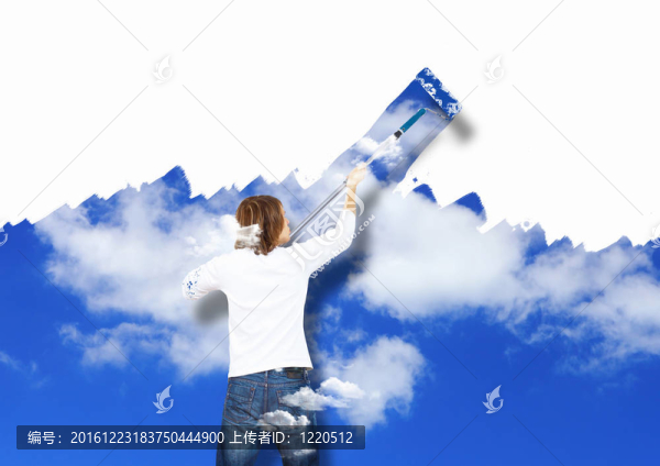年輕人用畫筆和自然景觀