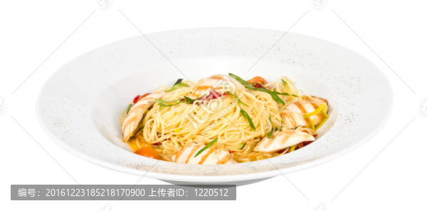 面食和雞肉盤特寫