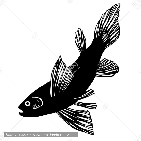 白底魚剪影