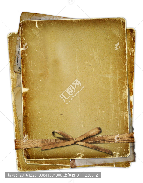 在白色背景上帶絲帶和蝴蝶結(jié)的舊頁(yè)