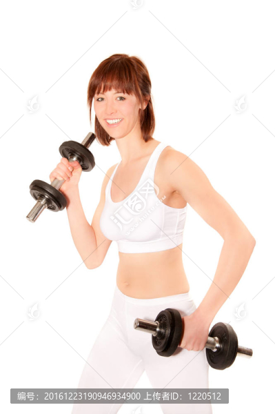 青年女子啞鈴