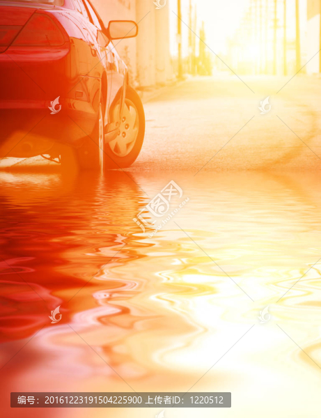 汽車在水中；特寫(xiě)