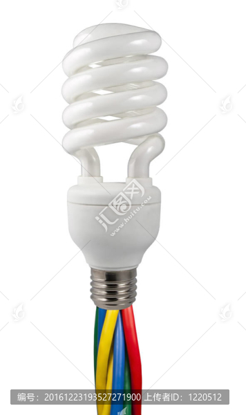 附著在熒光燈泡上的有色電纜