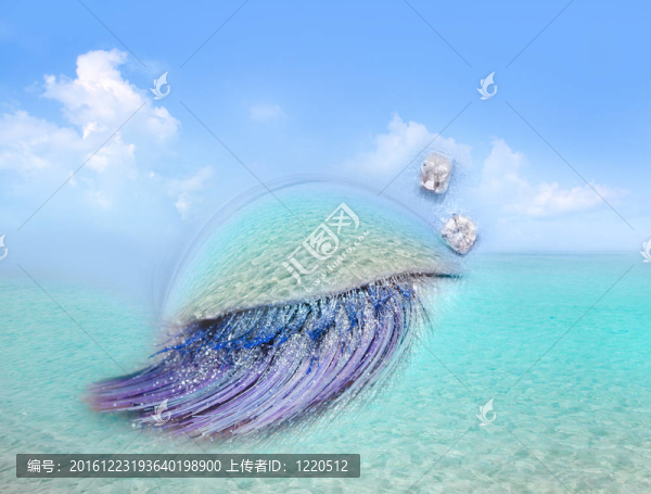 加勒比海的眼睛化妝隱喻綠松石海灘