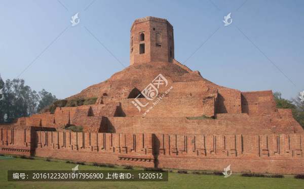 印度鹿野苑：Chaukhahdi,Stupa在其磚紅色的榮耀