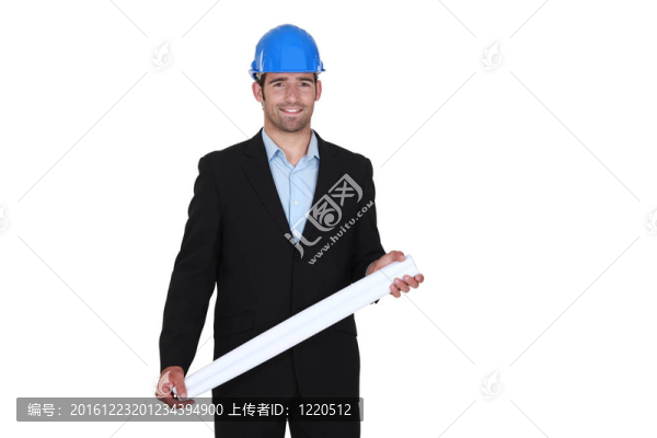 建筑師站著卷起計(jì)劃