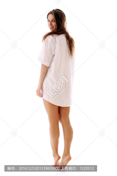 穿著白色襯衫的性感女人