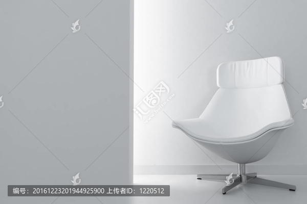 在空光房間的白色豪華扶手椅