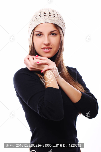 戴帽子的漂亮女孩