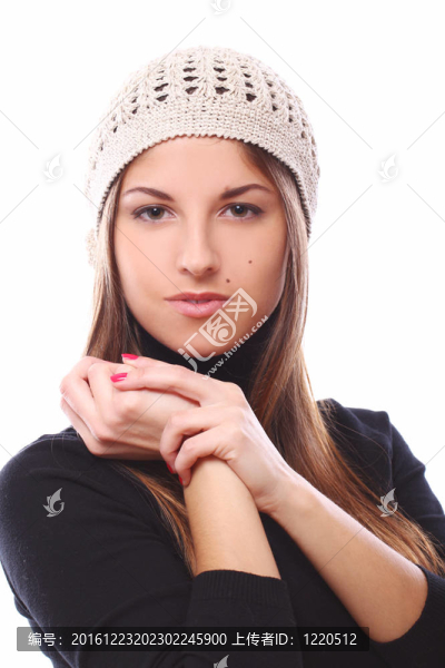 戴帽子的漂亮女孩