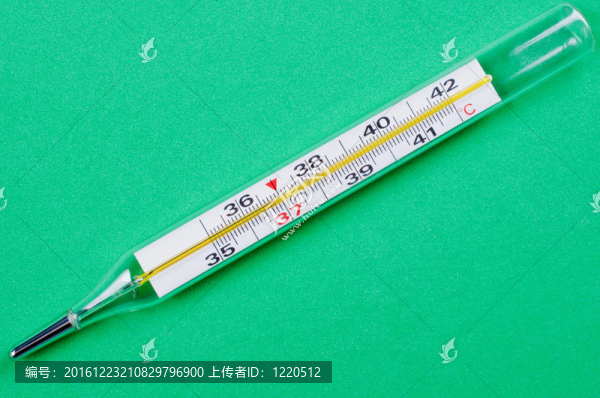 綠色背景下的溫度計(jì)