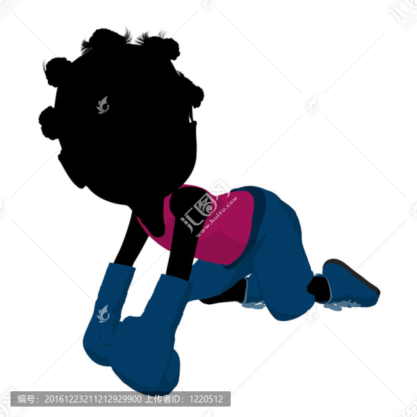 美國(guó)黑人小女孩插畫(huà)剪影