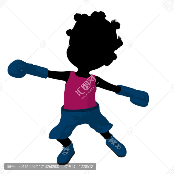 美國(guó)黑人小女孩插畫(huà)剪影