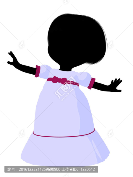 小女孩插畫剪影