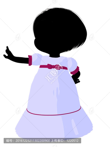 小女孩插畫剪影