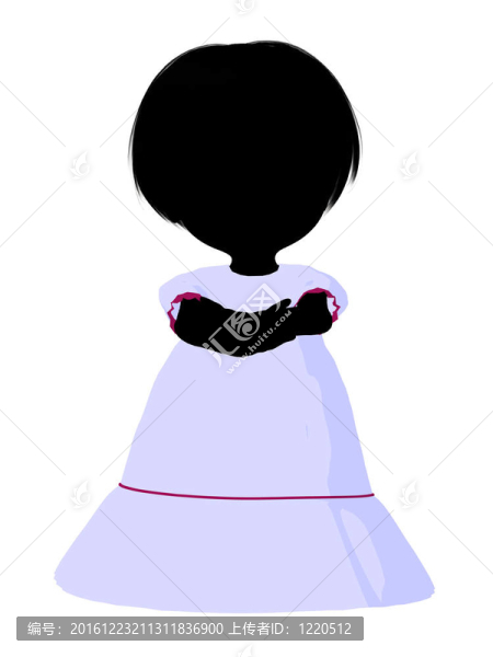 小女孩插畫剪影
