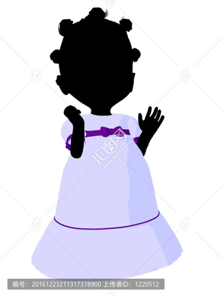 美國(guó)黑人小女孩插畫剪影
