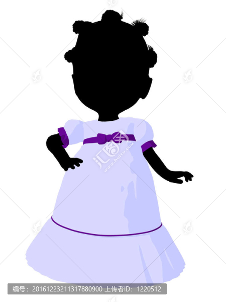 美國黑人小女孩插畫剪影