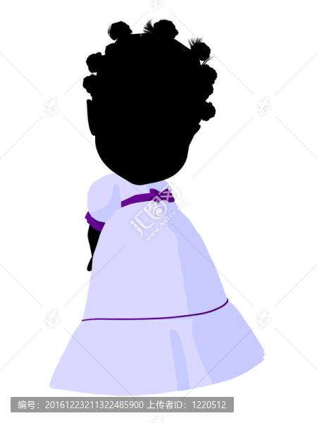美國黑人小女孩插畫剪影