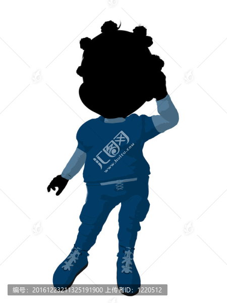 非洲裔小女孩插畫剪影