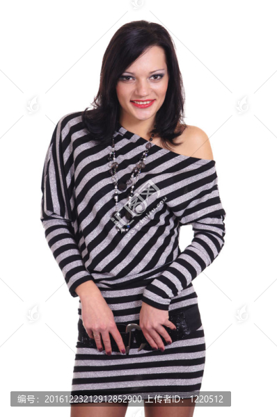 穿條紋襯衫的女孩