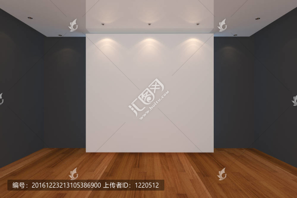 空房間黑墻和木地板